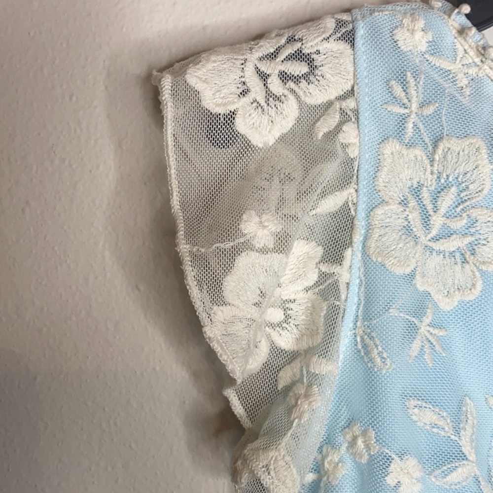 Zunie Easter Blue Lace Overlay Party Dress Size 5 - Picture 4 of 8